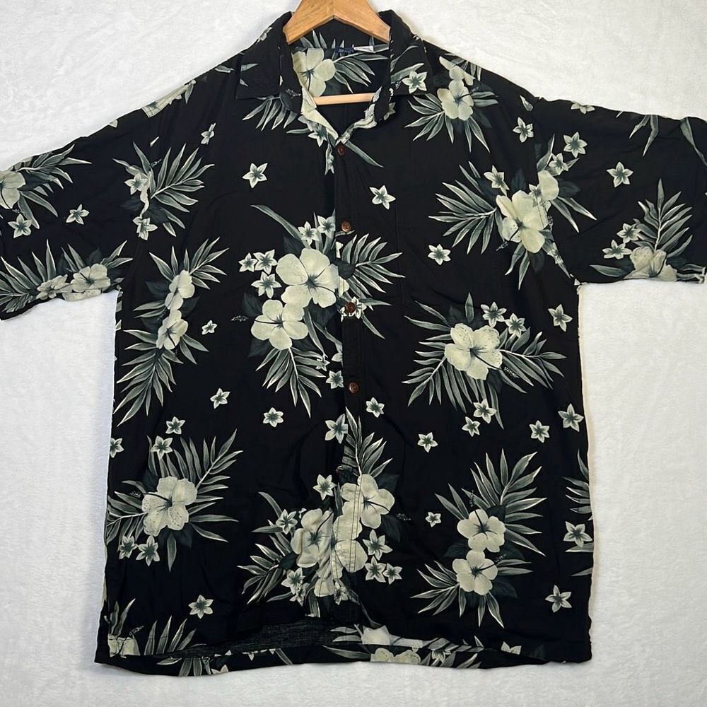 Hibiscus collection Vintage Hawaiian short‎ sleeve Button up Shirt - Mens Large